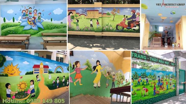 “Chiêm ngưỡng” 30+ mẫu vẽ tranh tường trường tiểu học mới nhất 2022